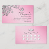 Sieraden Swirl Loyalty Kaart Glitter Diamonds Roze (Voorkant / Achterkant)