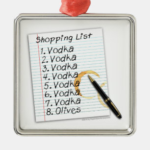SIERADEN, VODKA BOODSCHAPLIJST METALEN ORNAMENT
