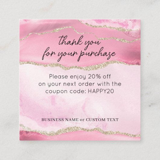 Sieraden Zorg Dank u Pink Gold Agaat Business Informatiekaartje (Achterkant)