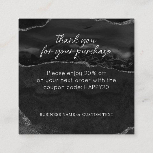 Sieraden Zorg Dank u Zwart Zilver Agaat Business Informatiekaartje (Achterkant)