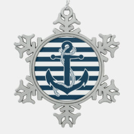 Sieradengarnituur voor Kerst met tinnen anker Tin Sneeuwvlok Ornament