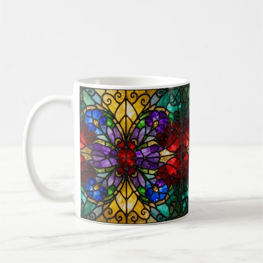 Sieradenkleurige bloem glaskunstmok koffiemok (Links)