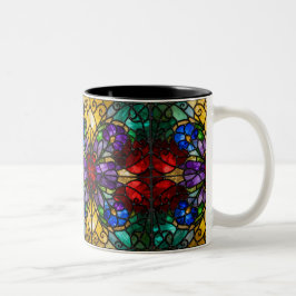 Sieradenkleurige bloemige glas-in-loodkunstmok tweekleurige koffiemok