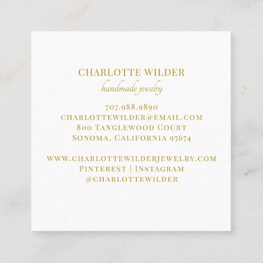 Sieradenontwerper Abstract Gold Circle Vierkante Visitekaartje (Achterkant)