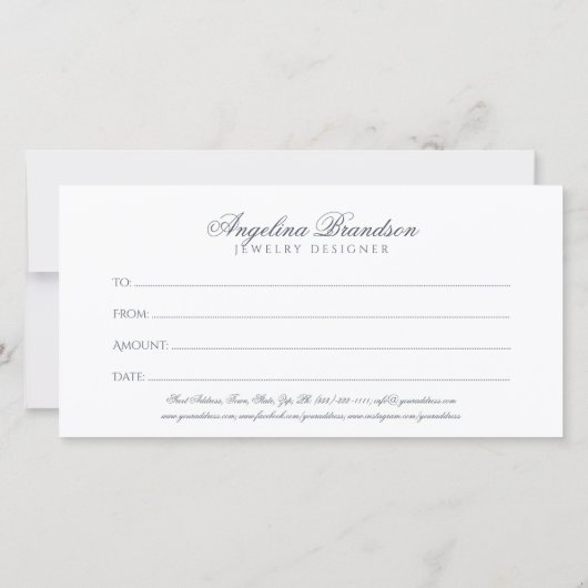 Sieradenontwerper cadeaukaart met glinsterende dia bedankkaart (Achterkant)