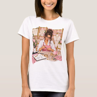 Sieradenontwerper T-shirt | Elegante Roze & Gouden