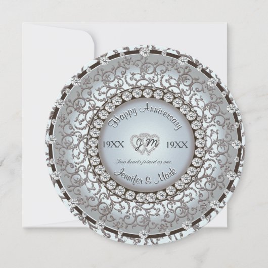 Sieradige jubileum diamanten monogram kaart (Voorkant)