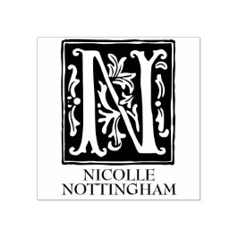 Sieralfabet letter N monogram Rubberstempel