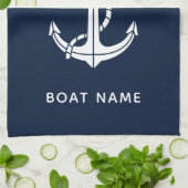 Sieranker bootnaam op maat in marineblauw theedoek (Gevouwen)