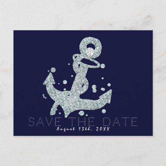 Sieranker Diamant Bling Glam Save the Date Aankondigingskaart (Voorkant)