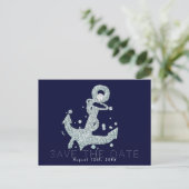 Sieranker Diamant Bling Glam Save the Date Aankondigingskaart (Staand voorkant)
