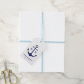 Sieranker marine wit aangepaste monogram & namen cadeaulabel (Met Touw)
