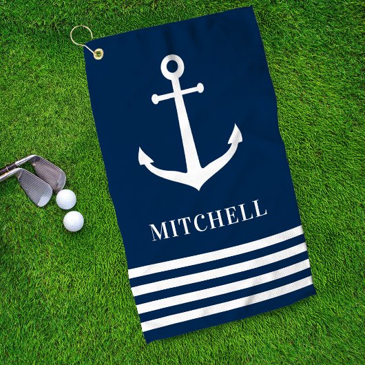 Sieranker met monogram en strepen golfhanddoek