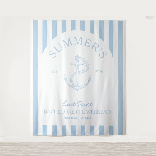 Sieranker Moderne Blauwe Bruidsbanner Wandkleed (Voorkant)
