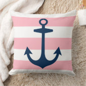 Sieranker Navy Anker Roze Witte Streep Kussen (Deken)