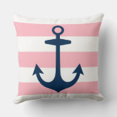 Sieranker Navy Anker Roze Witte Streep Kussen (Achterkant)