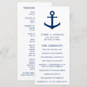 Sieranker Navyblauw Elegant Huwelijk Programmakaart (Voorkant / Achterkant)