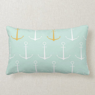 Sierankers preppy lente blauw ankerpatroon kussen