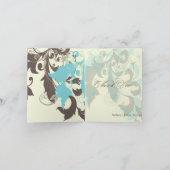 Sierbladeren / Aqua + bruin / Dank u kaarten (Binnen)