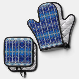 Sierblauw Ovenwant & Pannenlap Set