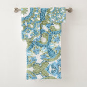 sierblauwe groene witte decoratie bad handdoek (Insitu)