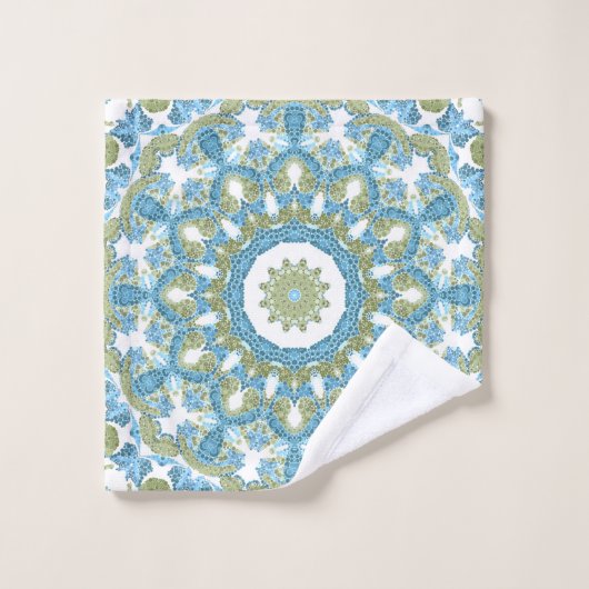 sierblauwe groene witte decoratie bad handdoek (Wasdoekje)