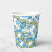sierblauwe groene witte decoratie papieren bekers (Achterkant)