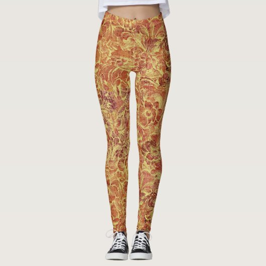Sierbloem met textuur - vintage look leggings (Voorkant)