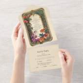 sierbloemen art nouveau bruiloft all in one uitnodiging (Afscheurbaar)