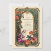  sierbloemen art nouveau bruiloft kaart (Voorkant)