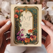  sierbloemen art nouveau bruiloft RSVP kaartje