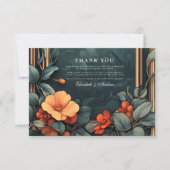 Sierbloemen bruiloft Art Nouveau Bedankkaart (Voorkant)