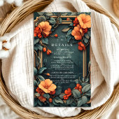 Sierbloemen bruiloft Art Nouveau Informatiekaartje