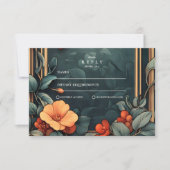 Sierbloemen bruiloft Art Nouveau RSVP Kaartje (Voorkant)