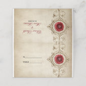  sierbloemen en rode rozen plaatskaartje (Buitenkant ongevouwen)