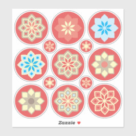 Sierbloemen en sneeuwvlokken op rood CC0245 Sticker