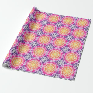 Sierbloemen mandala: kleurrijke vintage. cadeaupapier
