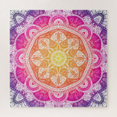 Sierbloemen mandala: kleurrijke vintage. legpuzzel (Horizontaal)