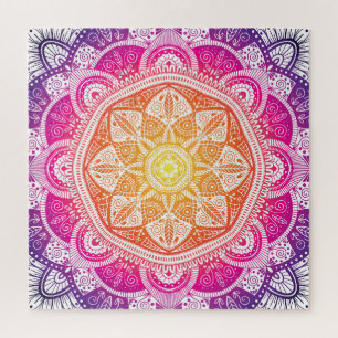 Sierbloemen mandala: kleurrijke vintage. legpuzzel
