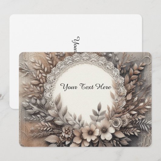 sierbloemen met warme aardetinten kaart (Voorkant / Achterkant)