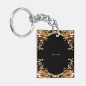 Sierbloemen sleutelhanger van goud (Voorkant Links)
