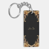 Sierbloemen sleutelhanger van goud (Voorkant Links)