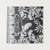 Sierbloemen Vogel Art Nouveau Poster Wandkleed (Voorkant (horizontaal))