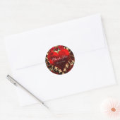 Sierbloemenhart Zwart Rood & Goud Gotisch Ronde Sticker (Envelop)