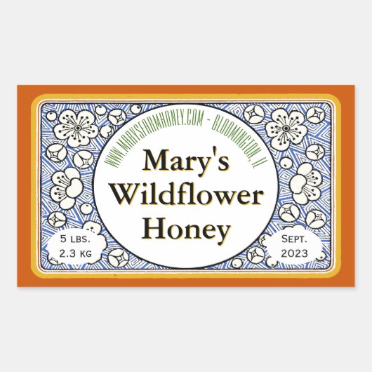 Sierbloemknoppen Honey Jar Rechthoekige Sticker (Voorkant)