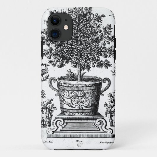 sierboom in een urn op een klein podium (engrav) Case-Mate iPhone case (Achterkant)