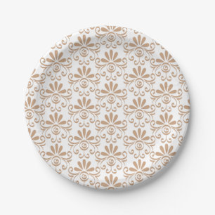 sierbord met een beige bloempatroon papieren bordje