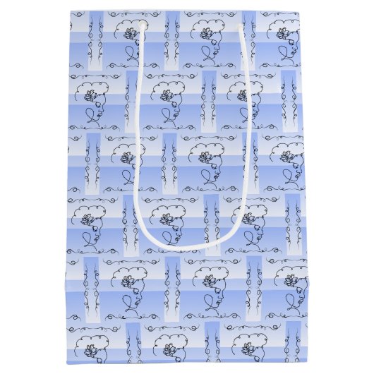 Siercadeau zak met vallende vinca's verticaal medium cadeauzakje (Achterkant)