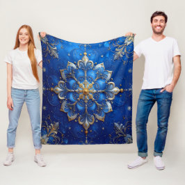 Sierdeken Blauw Goud Vliesdeken Fleece Deken