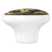 Siergoud filigraan Blauwgroen zwart marmer Keramische Knop (Zijkant)